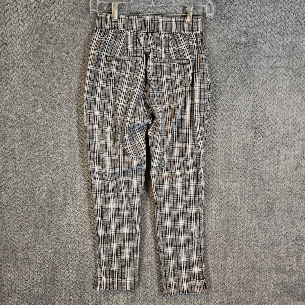 Hollister Black White‎ Plaid High Rise Tapered Trousers XS Elastic Back Pants - Picture 6 of 9